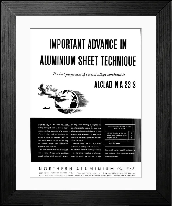 Framed Print : Northern Aluminium Alclad NA 23 S Framed Print : Northern Aluminium Alclad NA 23 S