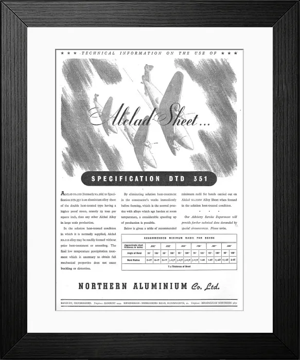 Framed Print : Northern Aluminium - Noral. Alclad Framed Print : Northern Aluminium - Noral. Alclad