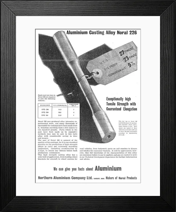 Framed Print : Northern Aluminium Noral 226 Aluminium Casting Alloy Framed Print : Northern Aluminium Noral 226 Aluminium Casting Alloy