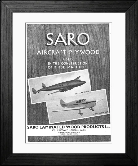 Framed Print : SARO Aircraft Plywood: DH Albatross : Miles Monarch Framed Print : SARO Aircraft Plywood: DH Albatross : Miles Monarch