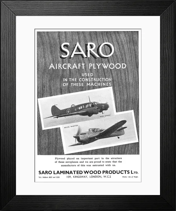 Framed Print : SARO Laminated Wood Products For Aircraft Framed Print : SARO Laminated Wood Products For Aircraft