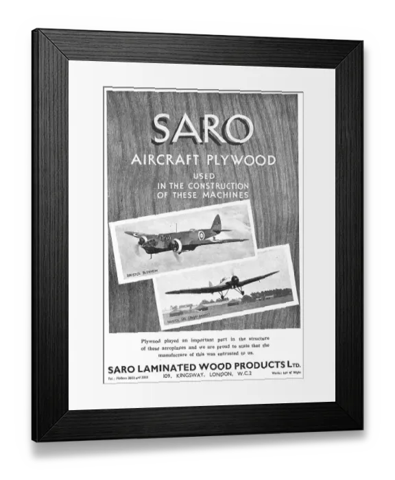 Framed Print : SARO Laminated Wood Products - Aircraft Plywood Framed Print : SARO Laminated Wood Products - Aircraft Plywood