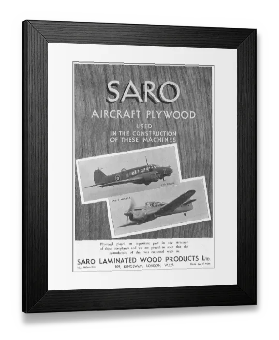 Framed Print : SARO Laminated Wood Products Ltd. - Aircraft Plywood Framed Print : SARO Laminated Wood Products Ltd. - Aircraft Plywood