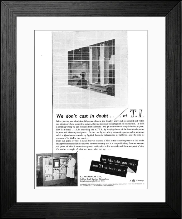 Framed Print : T.I. Aluminium : Billets, Slabs, Founders. Rolling Mill Framed Print : T.I. Aluminium : Billets, Slabs, Founders. Rolling Mill