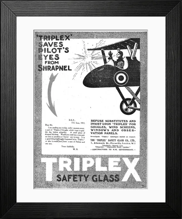 Framed Print : Triplex Safety Glass Saves Pilots Eyes From Shrapnel Framed Print : Triplex Safety Glass Saves Pilots Eyes From Shrapnel