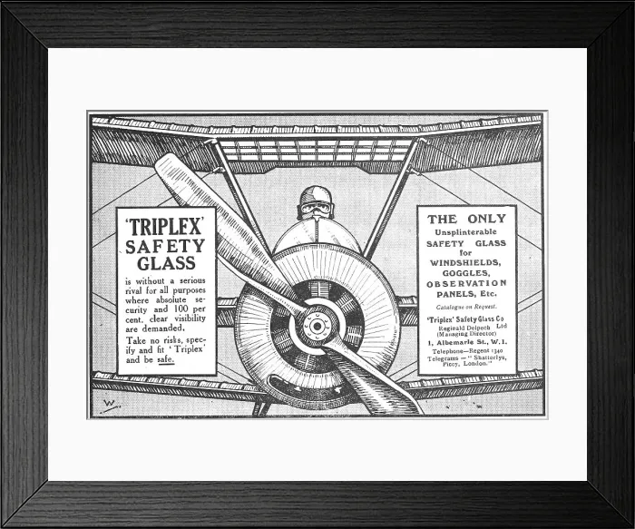 Framed Print : Triplex Safety Glass 1918 Advert Framed Print : Triplex Safety Glass 1918 Advert