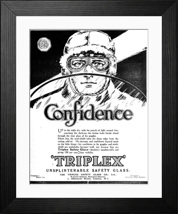 Framed Print : Triplex Safety Glass 1919 Advert Framed Print : Triplex Safety Glass 1919 Advert