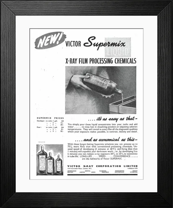 Framed Print : Victor X-Ray. Victor Supermix Developing Solution Framed Print : Victor X-Ray. Victor Supermix Developing Solution