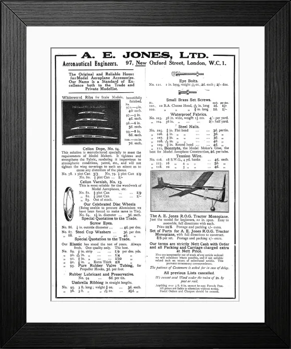 Framed Print : A E Jones Ltd. Aeronautical Engineers Framed Print : A E Jones Ltd. Aeronautical Engineers