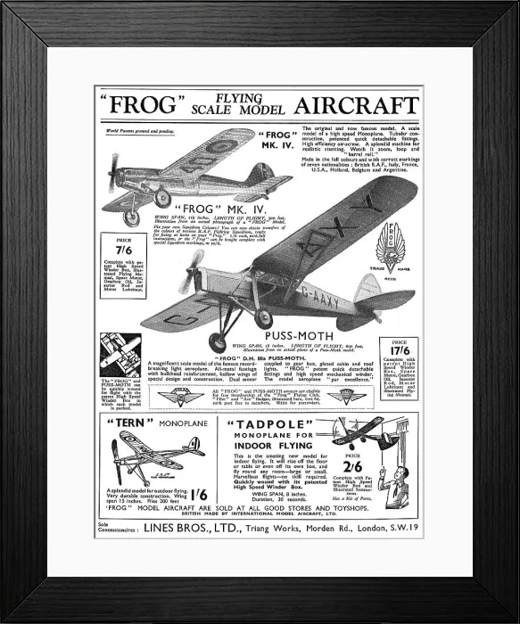 Framed Print : Lines Brothers For The Tri-Ang Frog Flying Scale Models Framed Print : Lines Brothers For The Tri-Ang Frog Flying Scale Models
