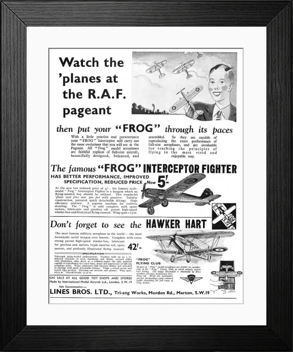 Framed Print : Frog RAF Pageant : Frog Interceptor ; Frog Hawker Hart Framed Print : Frog RAF Pageant : Frog Interceptor ; Frog Hawker Hart