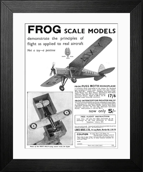 Framed Print : FROG Scale Aircraft Models - FROG Puss Moth & Interceptor Framed Print : FROG Scale Aircraft Models - FROG Puss Moth & Interceptor