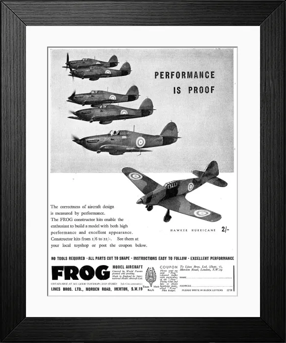 Framed Print : Frog Model Aircraft - Hawker Hurricane Framed Print : Frog Model Aircraft - Hawker Hurricane