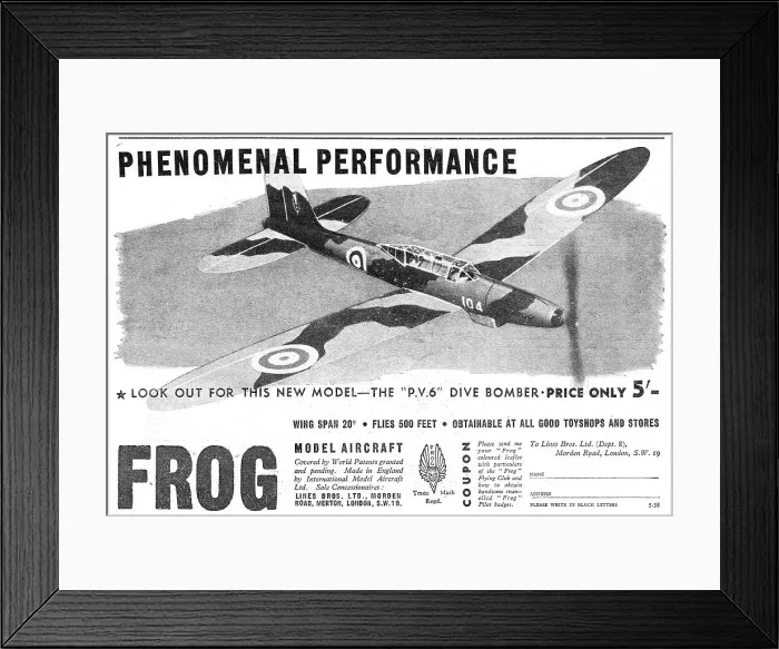 Framed Print : Frog Model Aircraft - FROG P.V.6 Dive Bomber Framed Print : Frog Model Aircraft - FROG P.V.6 Dive Bomber