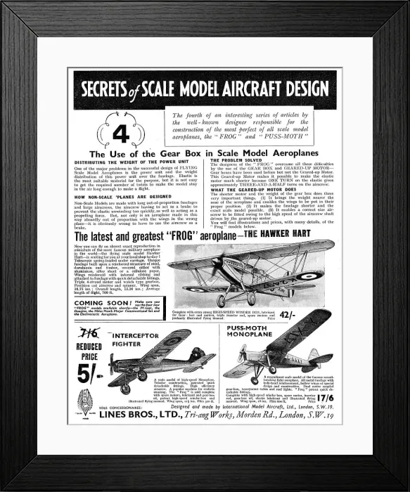 Framed Print : Frog Model Aircraft - Lines Brothers Framed Print : Frog Model Aircraft - Lines Brothers