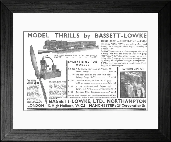 Framed Print : Bassett-Lowke Modelks. Brown Junior Model Aircraft Engine Framed Print : Bassett-Lowke Modelks. Brown Junior Model Aircraft Engine