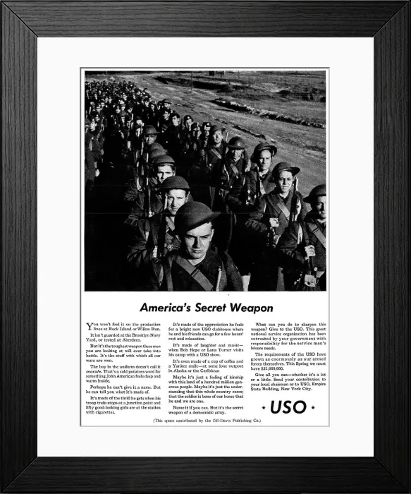 Framed Print : USO United Services Organization 1942 Framed Print : USO United Services Organization 1942