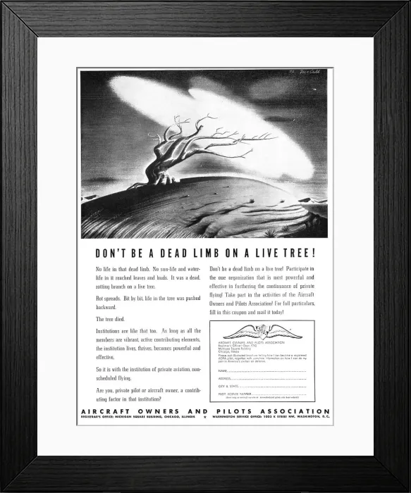 Framed Print : U.S. Aircraft Owners & Pilots Association. AOPA 1942 Framed Print : U.S. Aircraft Owners & Pilots Association. AOPA 1942