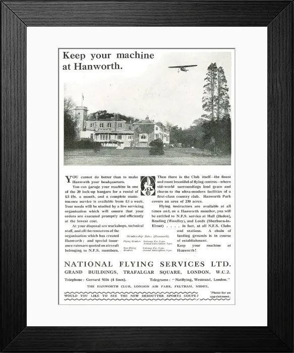 Framed Print : National Flying Services - Keep Your Machine At Hanworth Framed Print : National Flying Services - Keep Your Machine At Hanworth