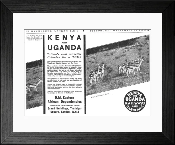 Framed Print : Visit Kenya & Uganda Tourism 1934 Framed Print : Visit Kenya & Uganda Tourism 1934