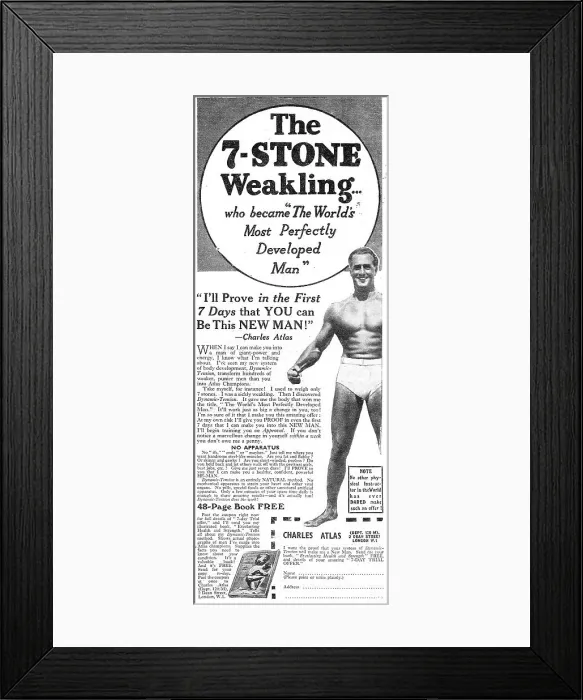 Framed Print : Charles Atlas Dynamic Tension Body Building Framed Print : Charles Atlas Dynamic Tension Body Building