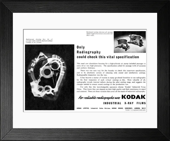 Framed Print : Kodak Industrial Radiography 1952 Framed Print : Kodak Industrial Radiography 1952