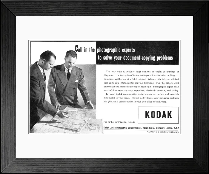 Framed Print : Kodak Document-Copying Equipment 1952 Framed Print : Kodak Document-Copying Equipment 1952