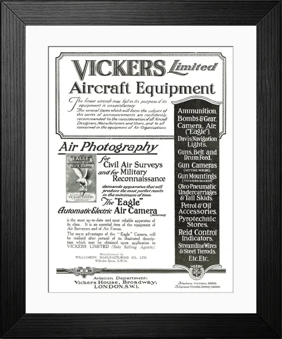 Framed Print : Vickers - Eagle Air Camera For Aerial Survey Work Framed Print : Vickers - Eagle Air Camera For Aerial Survey Work
