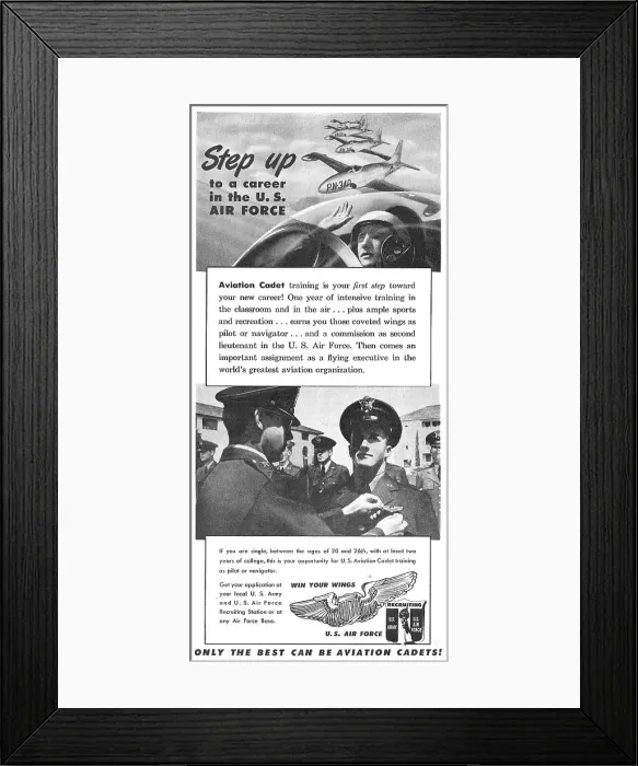 Framed Print : USAF - U.S.Air Force Recruitment 1950 Advert Framed Print : USAF - U.S.Air Force Recruitment 1950 Advert