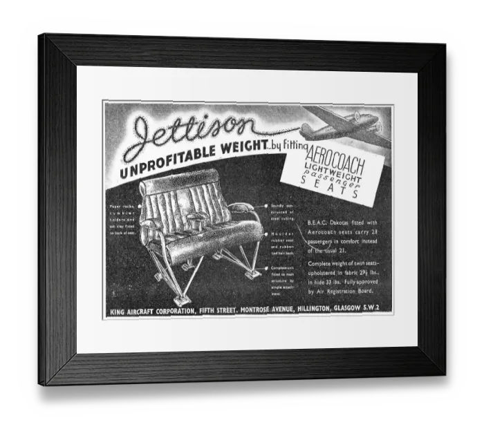 Framed Print : King Aircraft Corporation Aerocoach Passenger Seats Framed Print : King Aircraft Corporation Aerocoach Passenger Seats