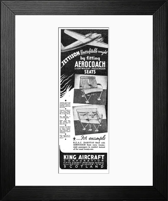 Framed Print : King Aircraft Corporation Aerocoach Passenger Seats Framed Print : King Aircraft Corporation Aerocoach Passenger Seats