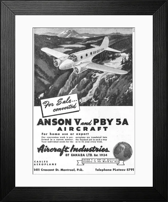 Framed Print : Aircraft Industries Of Canada - Anson V & PBY 5A Aircraft Framed Print : Aircraft Industries Of Canada - Anson V & PBY 5A Aircraft