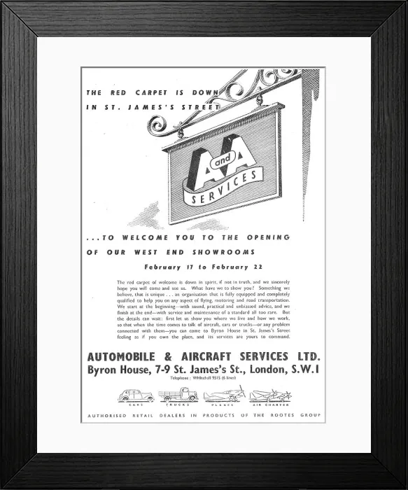 Framed Print : Automobile & Aircraft Services Ltd Framed Print : Automobile & Aircraft Services Ltd