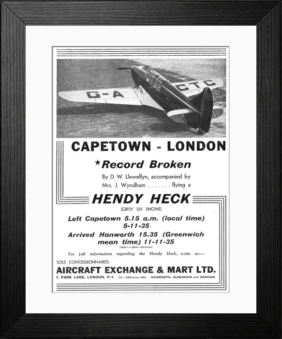 Framed Print : Aircraft Exchange & Mart: Hendy Heck : Gipsy Six : G-ACTC Framed Print : Aircraft Exchange & Mart: Hendy Heck : Gipsy Six : G-ACTC