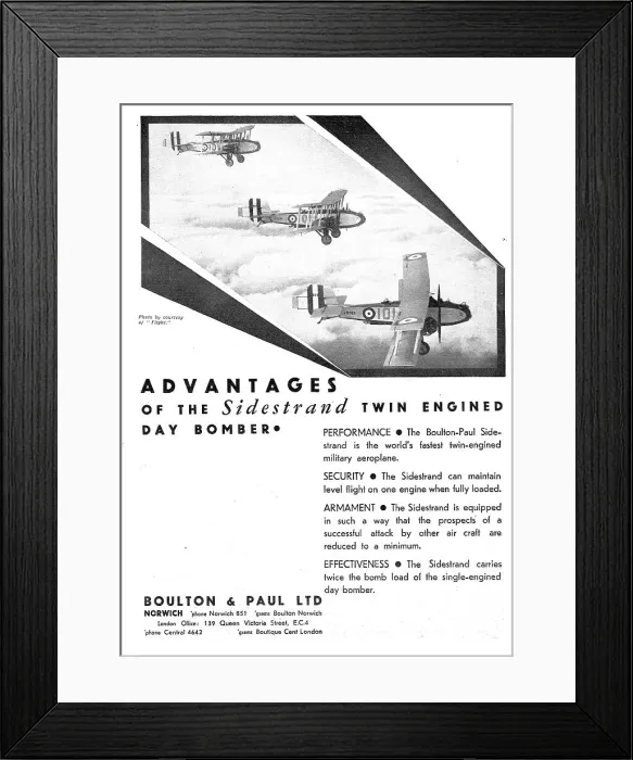 Framed Print : Boulton & Paul Sidestrand Framed Print : Boulton & Paul Sidestrand