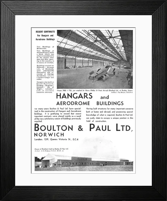 Framed Print : Boulton & Paul - Aircraft Hangars & Buildings: Brooklands Framed Print : Boulton & Paul - Aircraft Hangars & Buildings: Brooklands