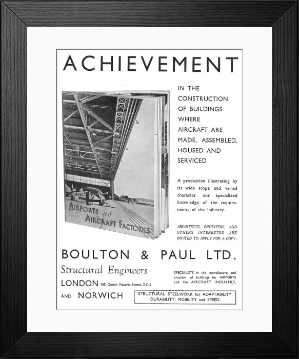 Framed Print : Boulton & Paul - Achievements In Building Construction Framed Print : Boulton & Paul - Achievements In Building Construction