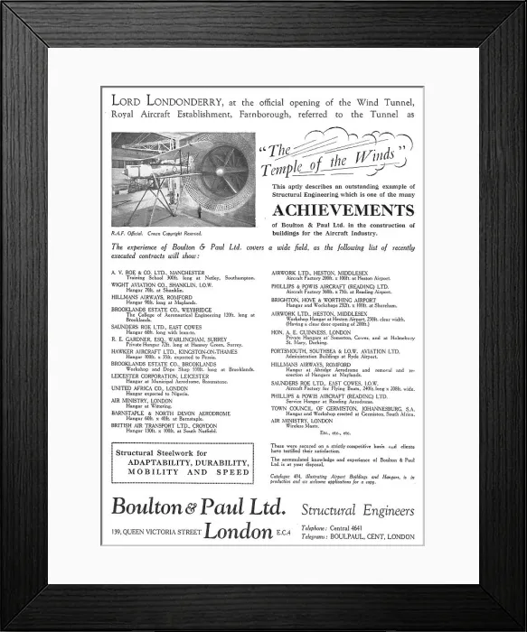 Framed Print : Boulton & Paul - Achievements Framed Print : Boulton & Paul - Achievements