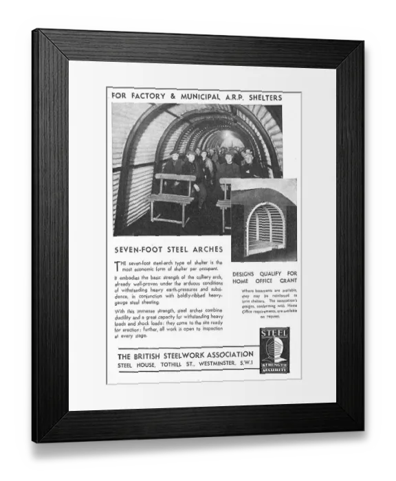 Framed Print : The British Steelwork Association : Factory ARP Shelters Framed Print : The British Steelwork Association : Factory ARP Shelters