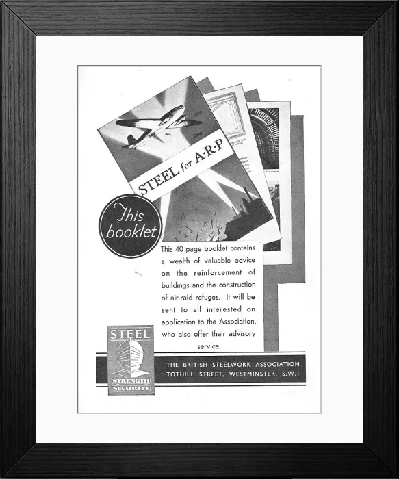 Framed Print : The British Steelwork Association : Air Raid Shelters Framed Print : The British Steelwork Association : Air Raid Shelters