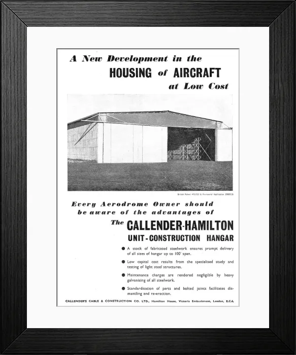 Framed Print : Callender-Hamilton Construction Hangars Framed Print : Callender-Hamilton Construction Hangars