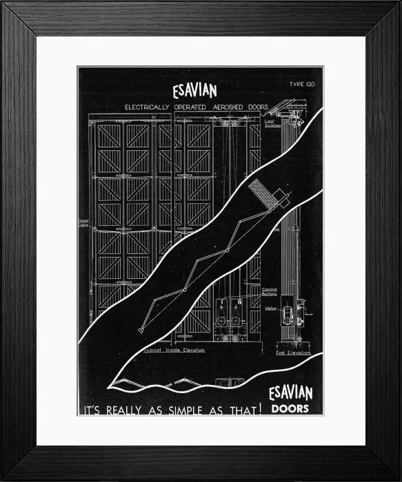 Framed Print : Esavian Electrically Operated Folding & Sliding Hangar Doors Framed Print : Esavian Electrically Operated Folding & Sliding Hangar Doors