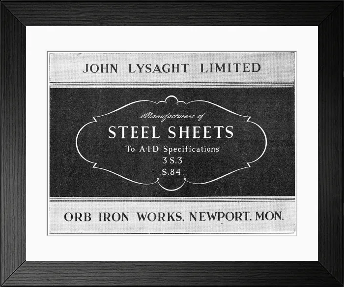 Framed Print : Lysaght Constructional Steelwork. Steel Sheets 3S3 S.84 Framed Print : Lysaght Constructional Steelwork. Steel Sheets 3S3 S.84