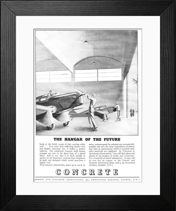 Framed Print : Cement & Concrete Association : Hangars Of The Future Framed Print : Cement & Concrete Association : Hangars Of The Future