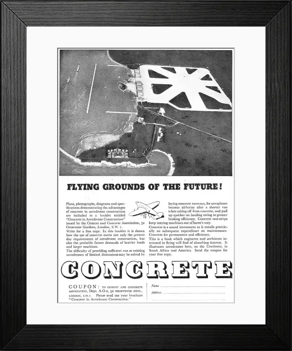 Framed Print : Cement & Concrete Association : Flying Grounds Of The Future Framed Print : Cement & Concrete Association : Flying Grounds Of The Future