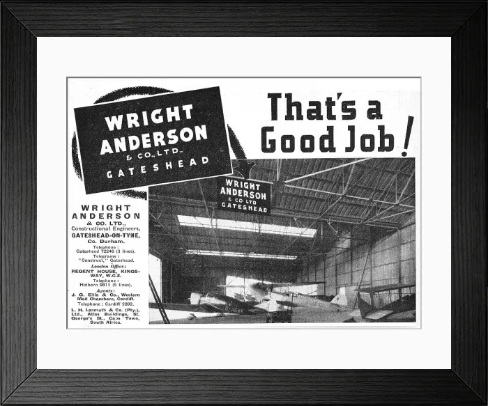 Framed Print : Wright Anderson & Co - Aircraft Hangars Framed Print : Wright Anderson & Co - Aircraft Hangars
