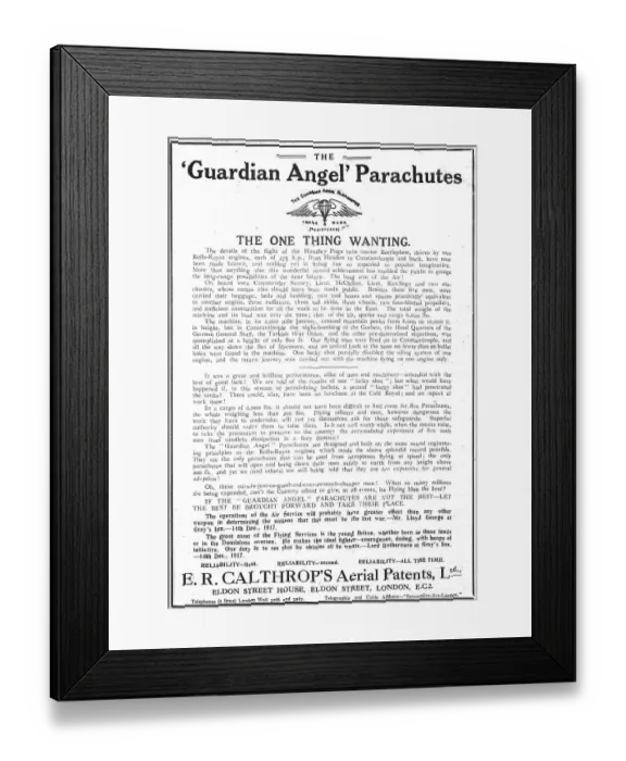 Framed Print : Calthrop Guardian Angel Parachute Framed Print : Calthrop Guardian Angel Parachute