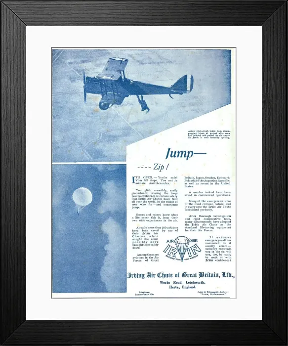 Framed Print : Irvin Parachutes - Jump - - Zip! Framed Print : Irvin Parachutes - Jump - - Zip!