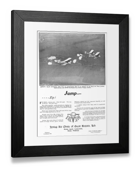 Framed Print : Irvin Parachutes 1930 Framed Print : Irvin Parachutes 1930