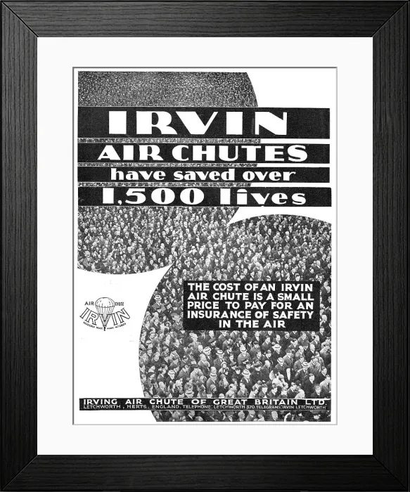 Framed Print : Irvin Parachutes: Air Chute Framed Print : Irvin Parachutes: Air Chute
